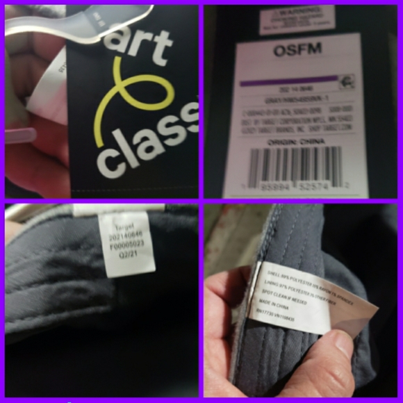 NEW Pageboy Visor Hat By Art Class Square Studs on Band Grey Fannel Warm & Cool - Picture 3 of 3